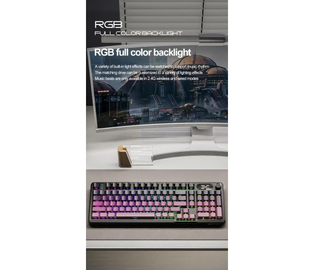 Attack Shark X98PRO Wireless Full-size layout różowa - 1472702 - zdjęcie 12